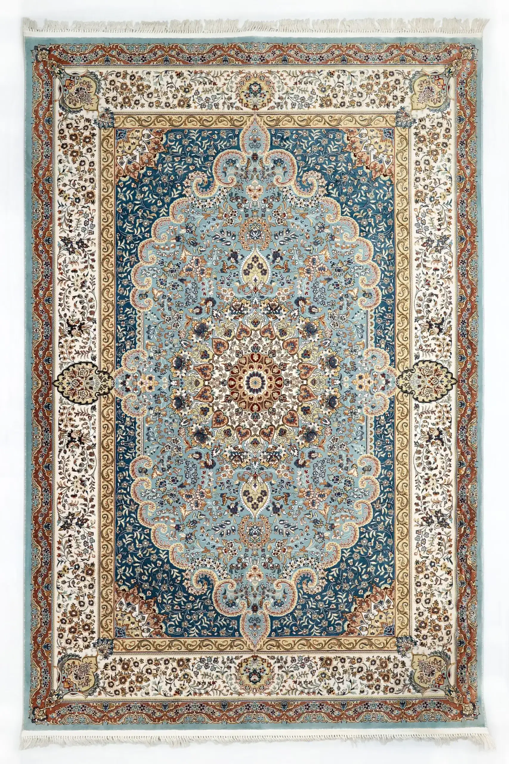 A stunning Qaleen Carpets rug with intricate patterns and colors, showcasing the company's expertise in traditional Persian
