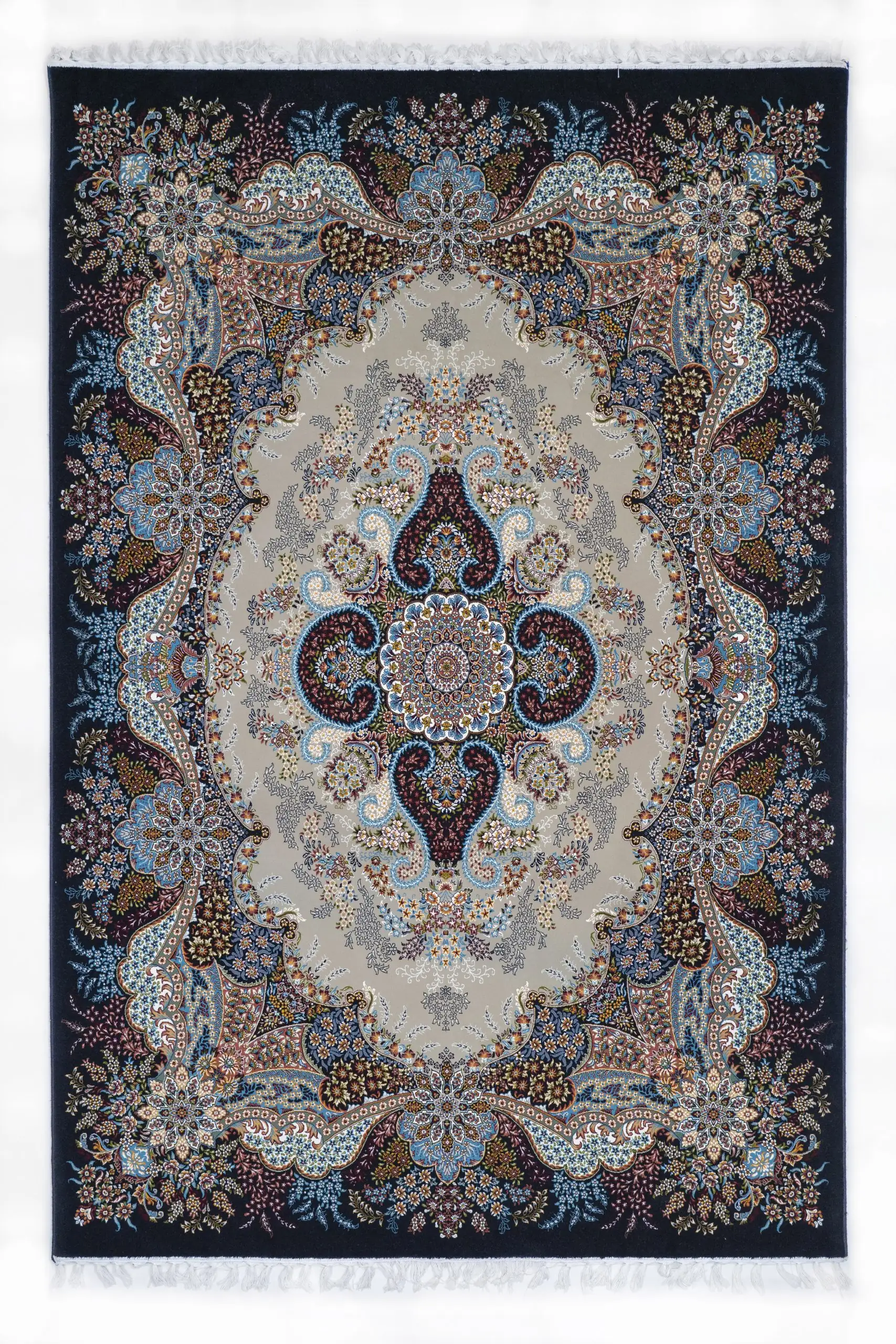 A stunning Qaleen Carpets rug with intricate patterns and colors, perfect for adding a touch of elegance to any room
