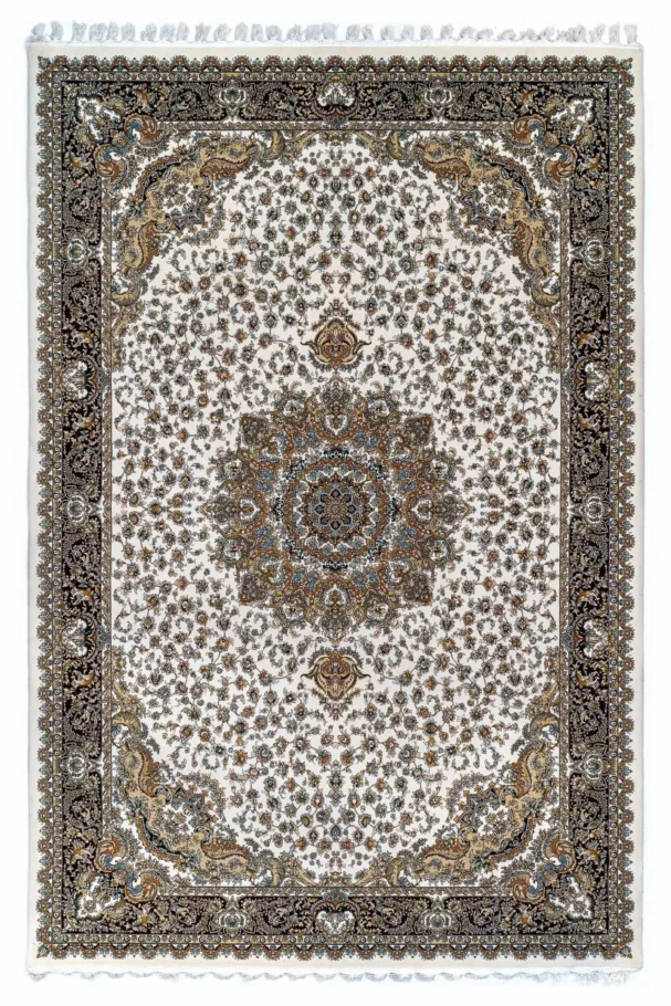 A beautiful, intricately designed carpet with a rich, vibrant pattern, perfect for adding a touch of elegance to any room,