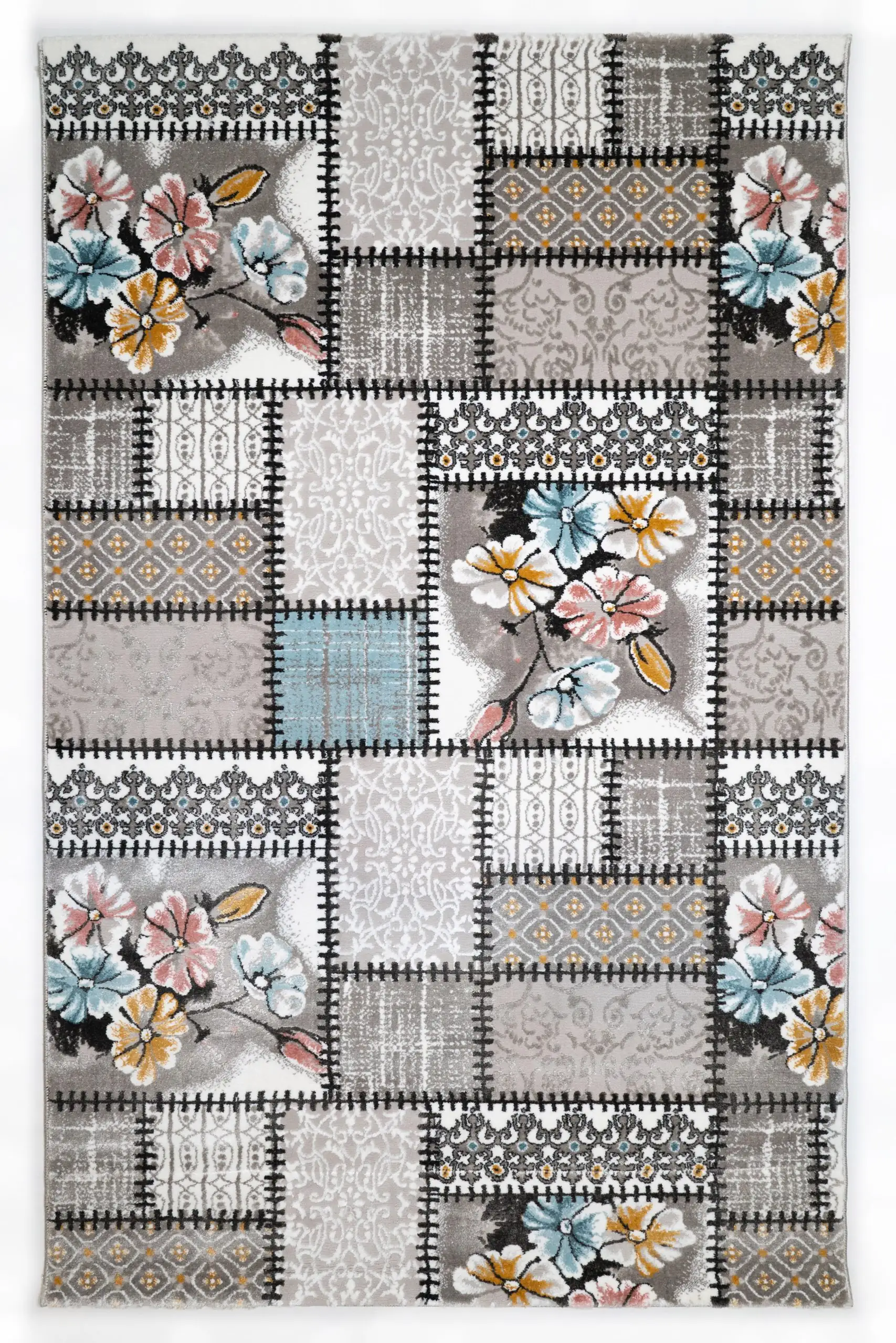 A beautiful, intricately designed carpet with a floral pattern, perfect for adding a touch of elegance to any room,