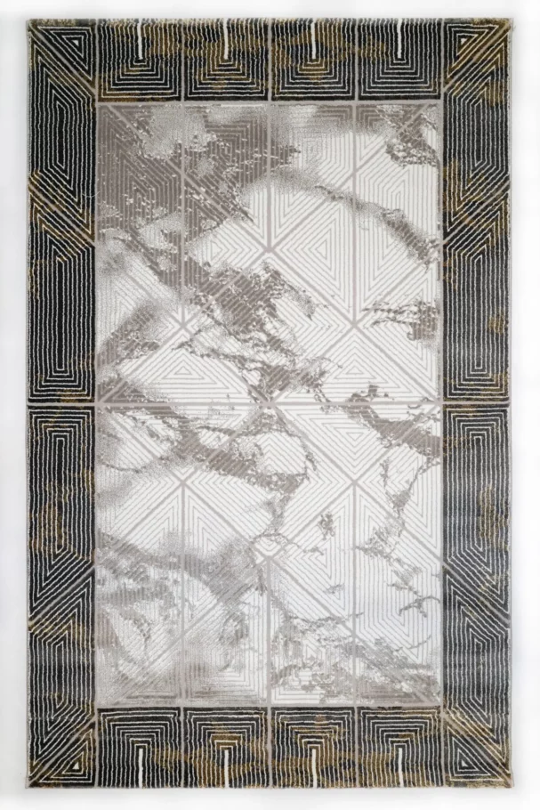 A stunning Qaleen Carpets rug with a unique blend of traditional and modern design elements, featuring a central medallion