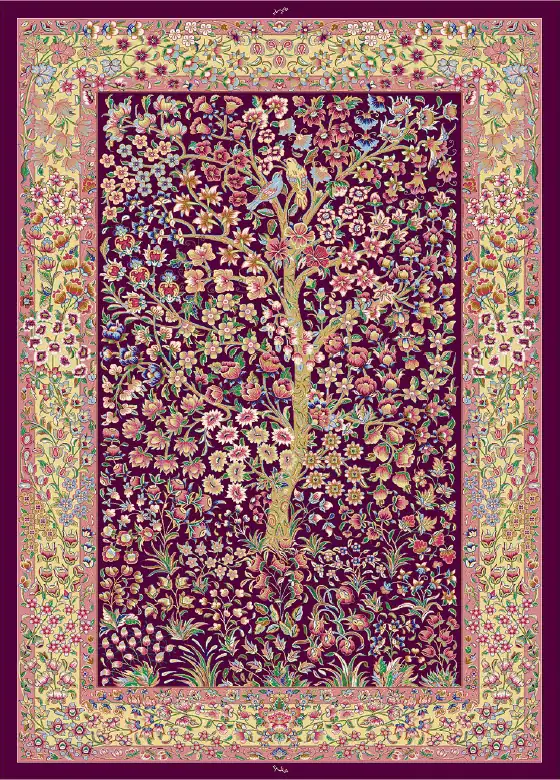 Carpets A beautiful, intricately designed carpet with a tree of life pattern