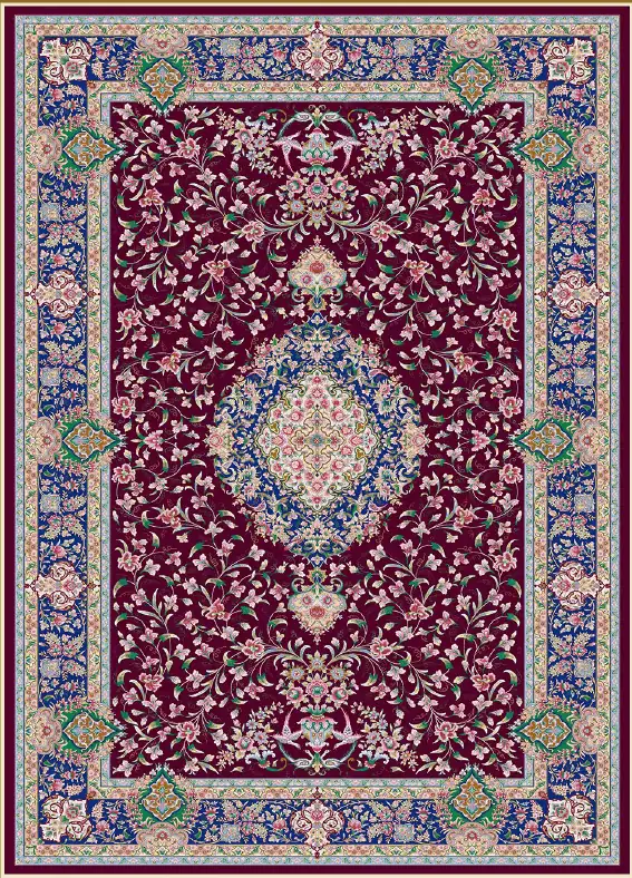 Carpets A carpet with a red and blue pattern