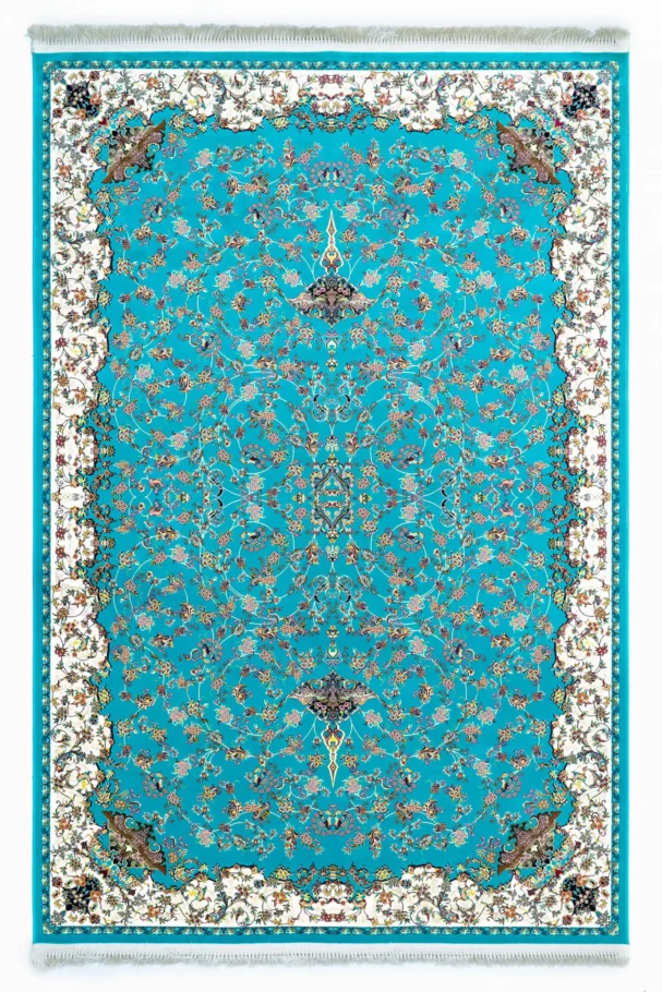 Carpets A beautiful, intricately designed carpet with a vibrant blue and white color scheme