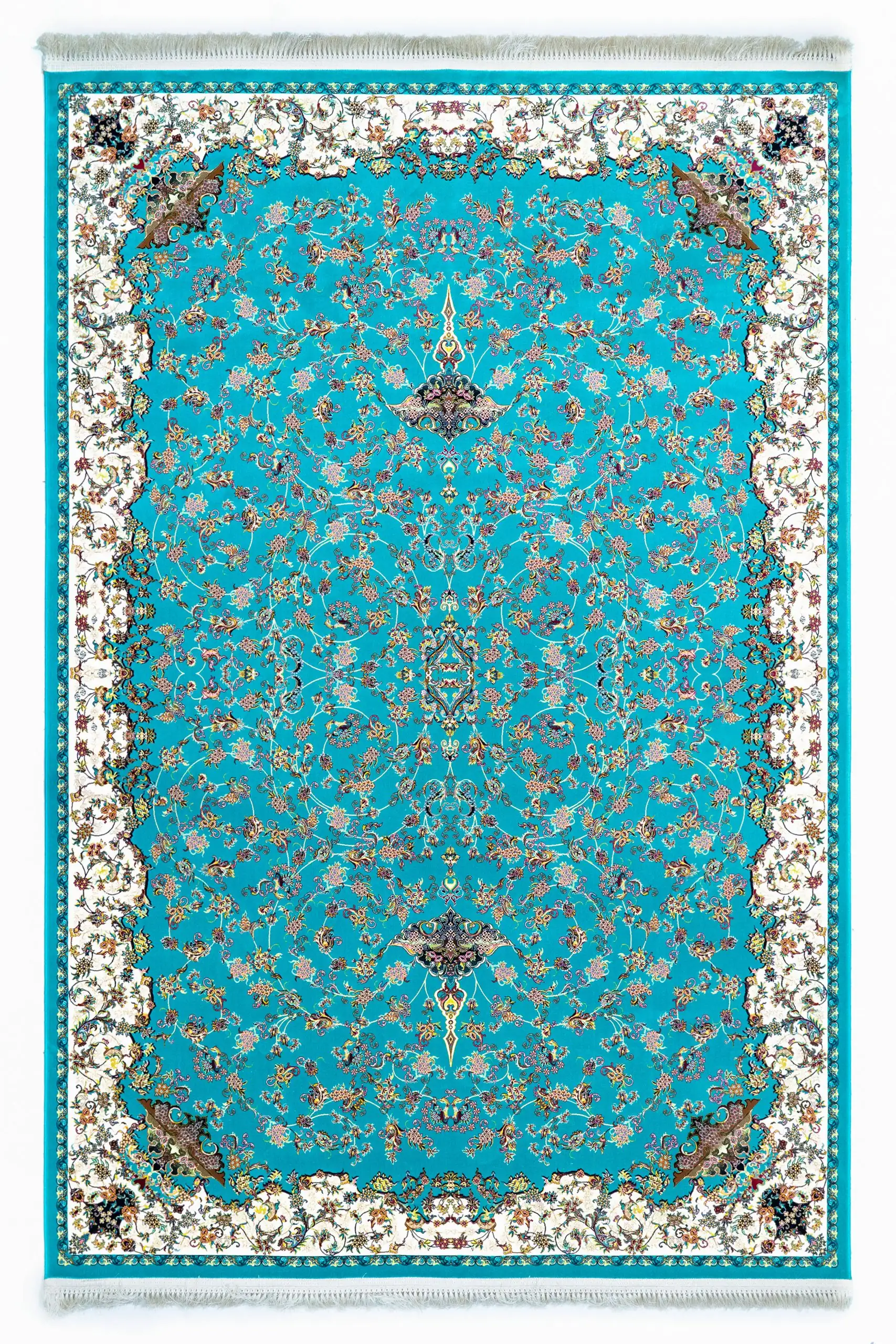 Carpets A beautiful, intricately designed carpet with a vibrant blue and white color scheme