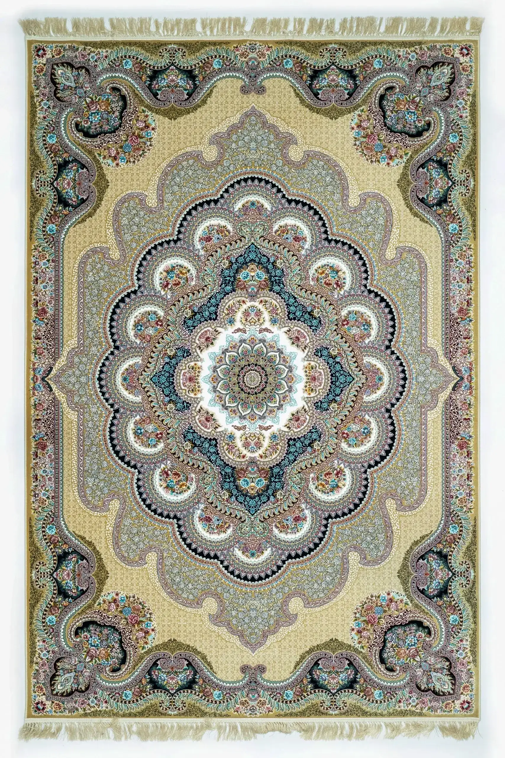 Carpets A stunning, intricately designed carpet with a central medallion and intricate patterns, showcasing the art of