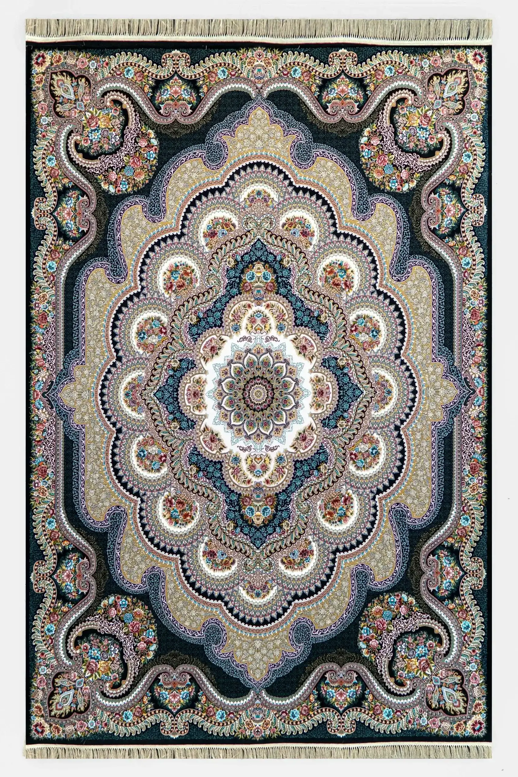Carpets A stunning, intricately designed carpet with a central medallion and intricate patterns, showcasing the art of