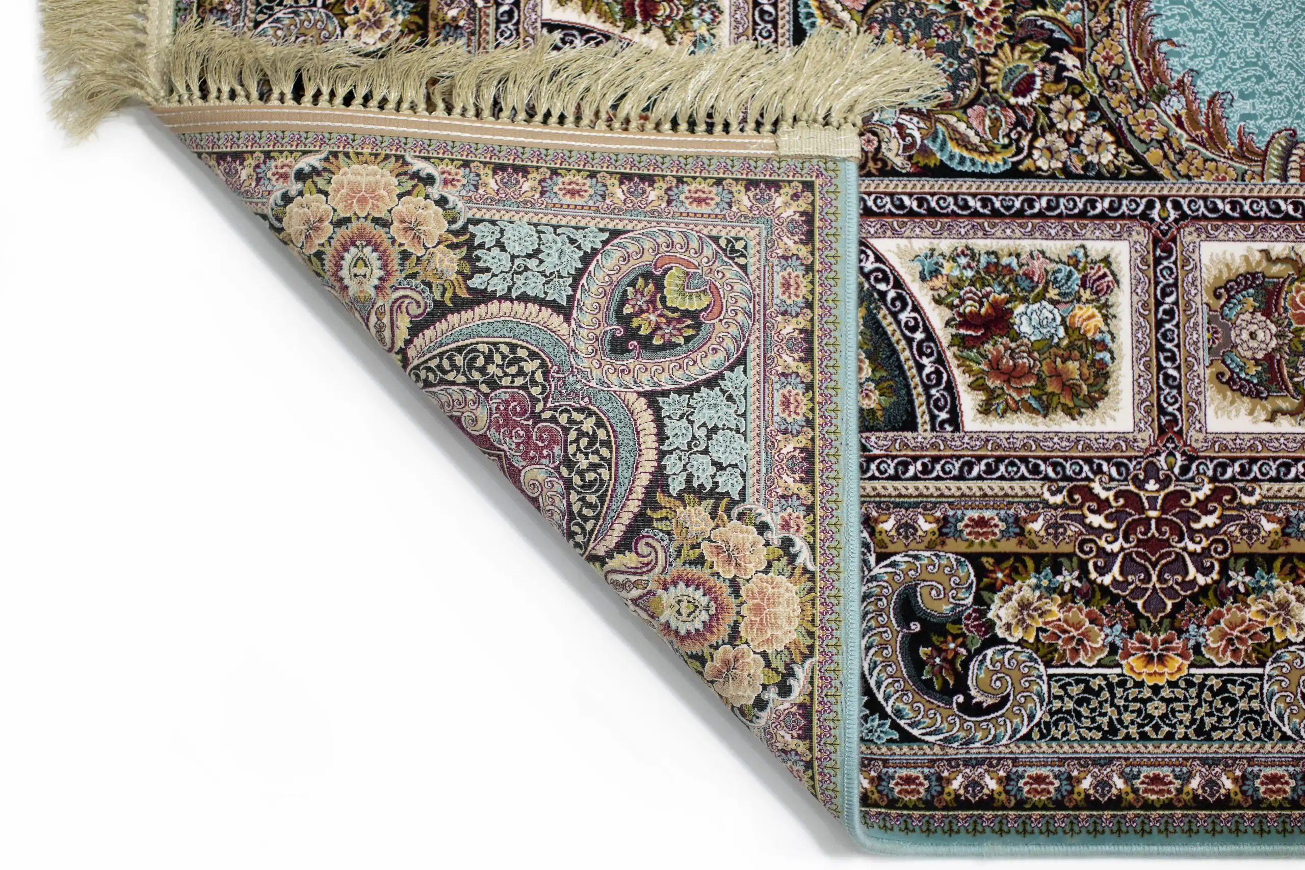 Carpets A beautifully crafted carpet with intricate patterns and a rich, vibrant color palette, perfect for adding a touch