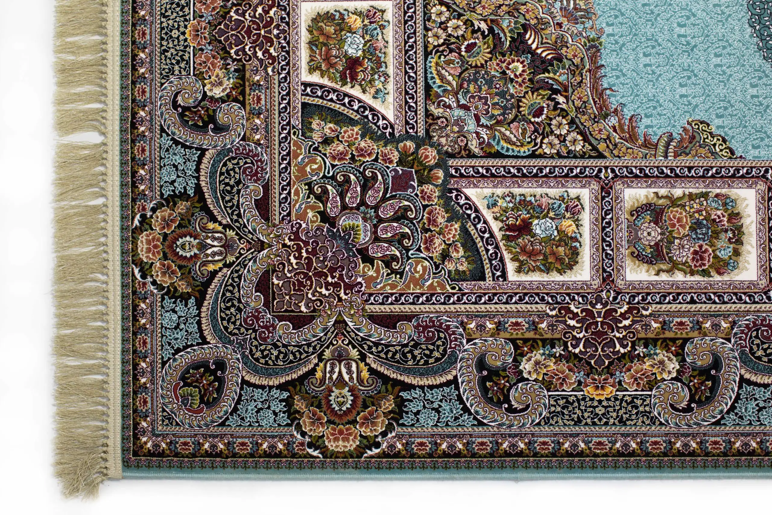 Qaleen Carpets' Persian-style rug features a stunning design with intricate patterns and colors