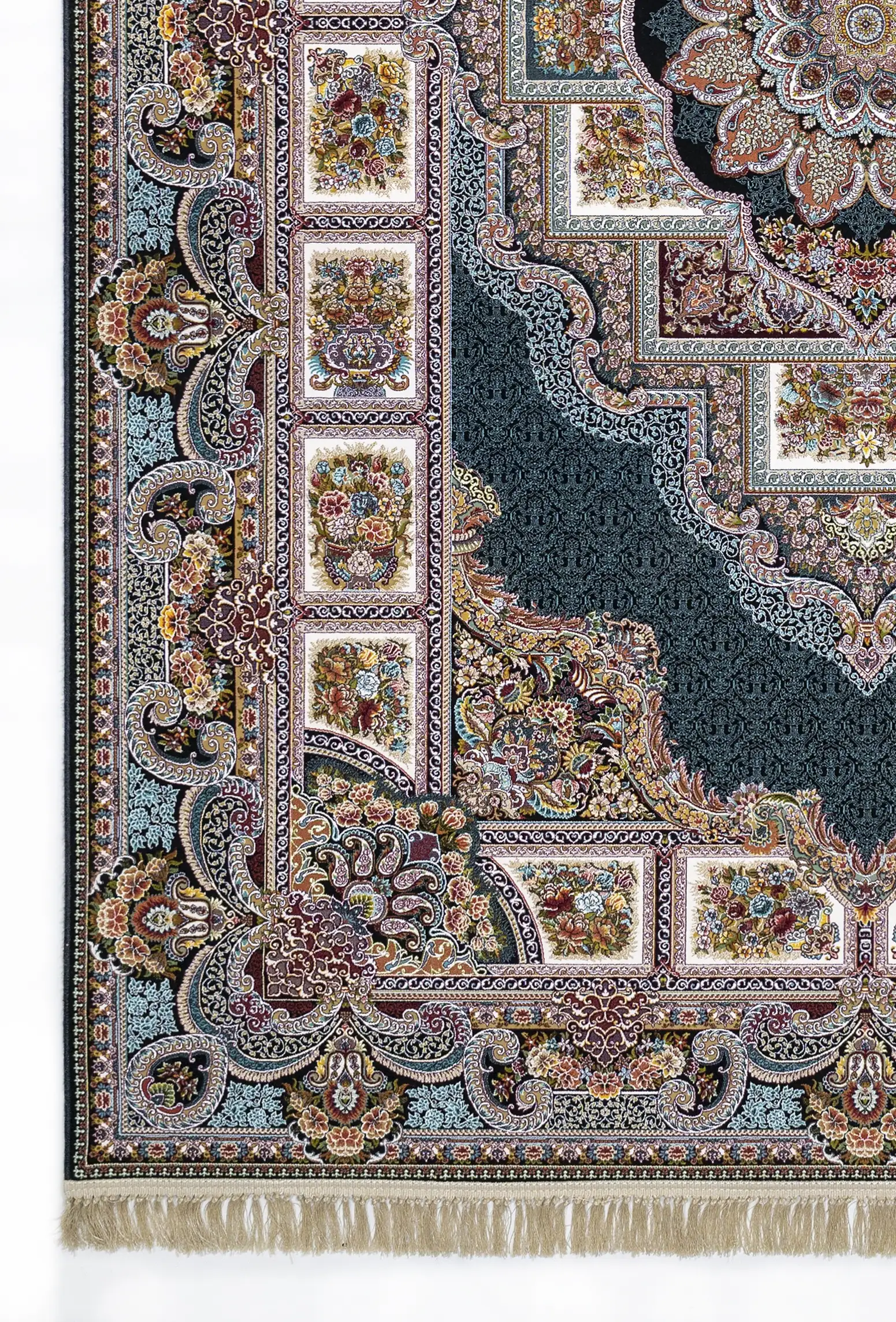 Carpets A beautiful, intricately designed carpet with a rich, vibrant pattern, showcasing the art of carpeting