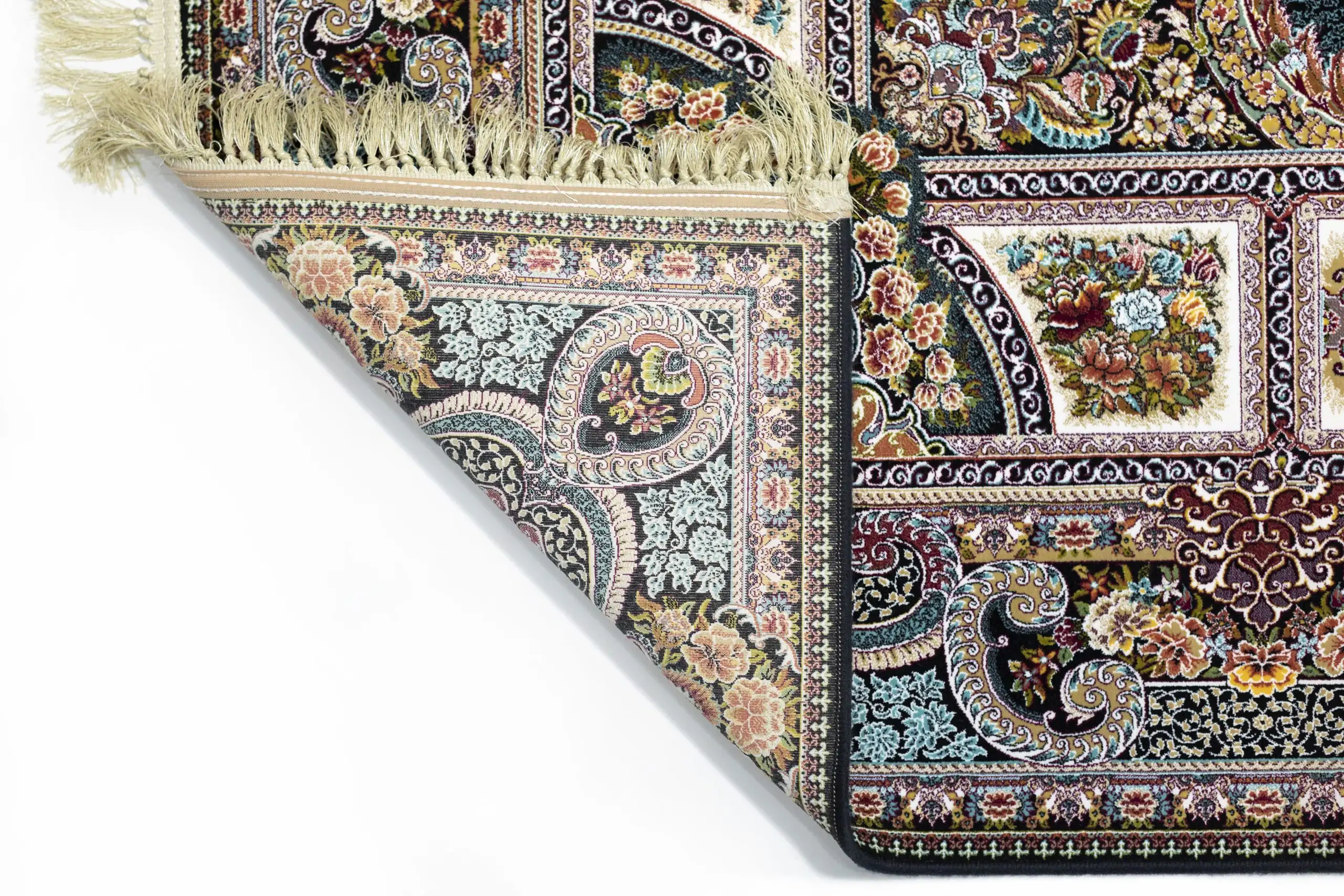 Carpets A beautifully crafted carpet with intricate patterns and a rich, vibrant color palette, perfect for adding a touch