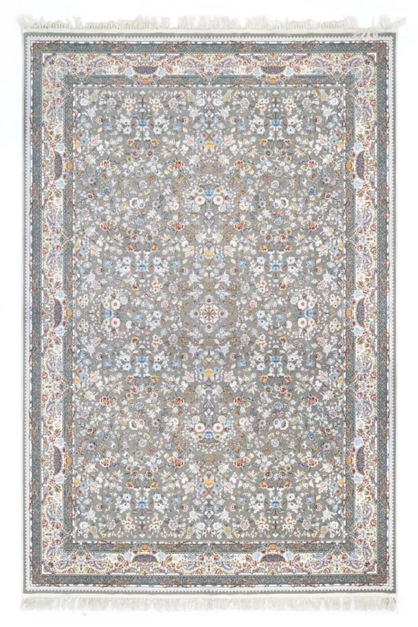 A beautiful, intricately designed carpet with a rich, vibrant pattern, perfect for adding a touch of elegance to any room,