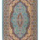 Carpets A beautiful, intricately designed carpet with a central pattern and surrounding borders, showcasing the art of