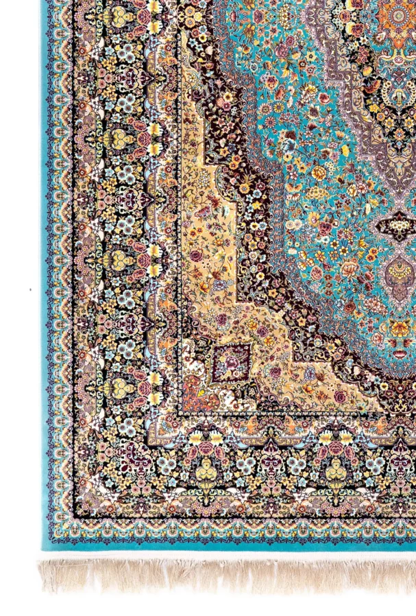 Carpets A vibrant, intricately designed carpet with a mix of colors and patterns, showcasing the art of carpeting