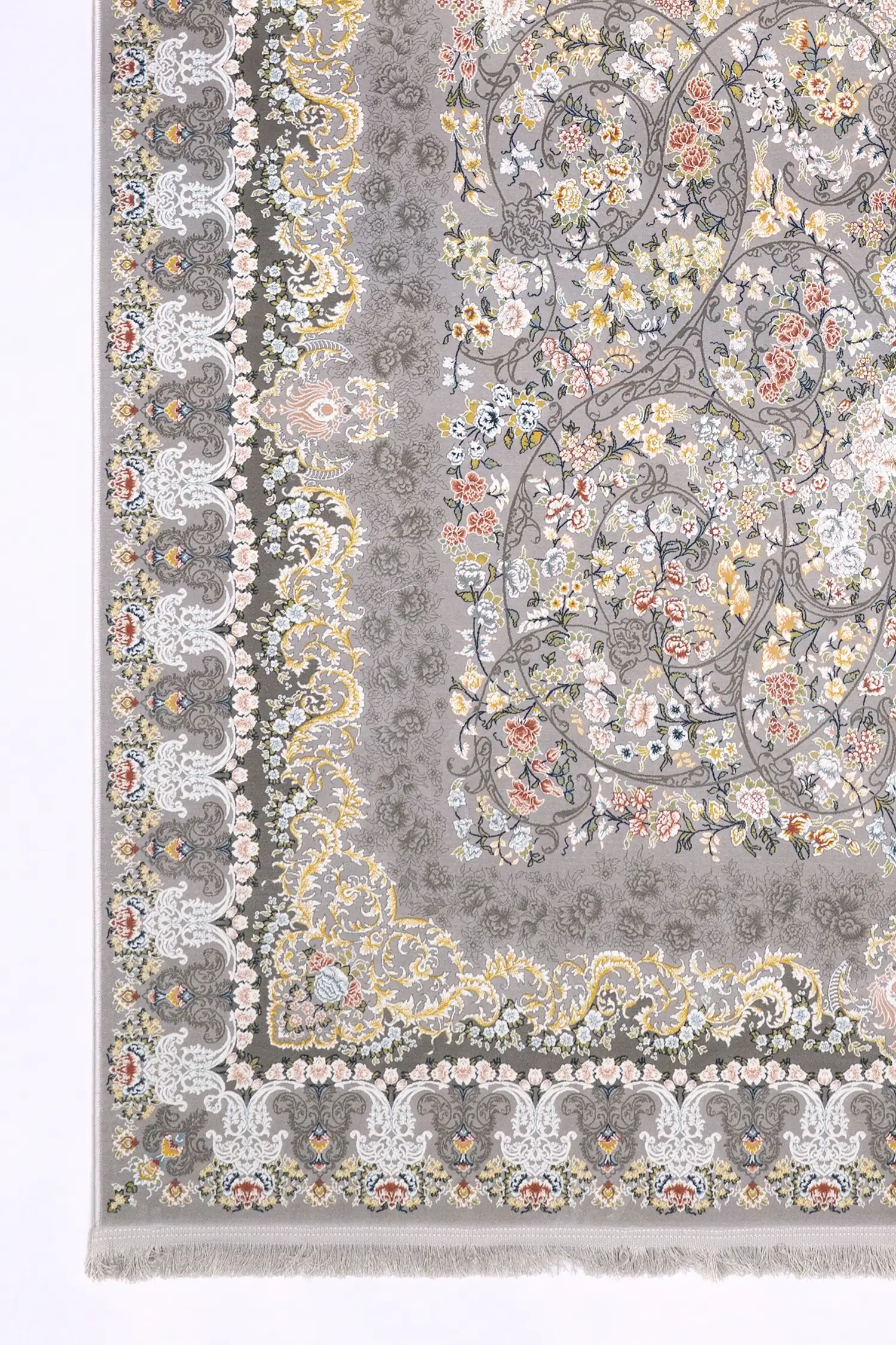 Carpets A beautiful, intricately designed carpet with a mix of floral and geometric patterns, showcasing the art of carpeting