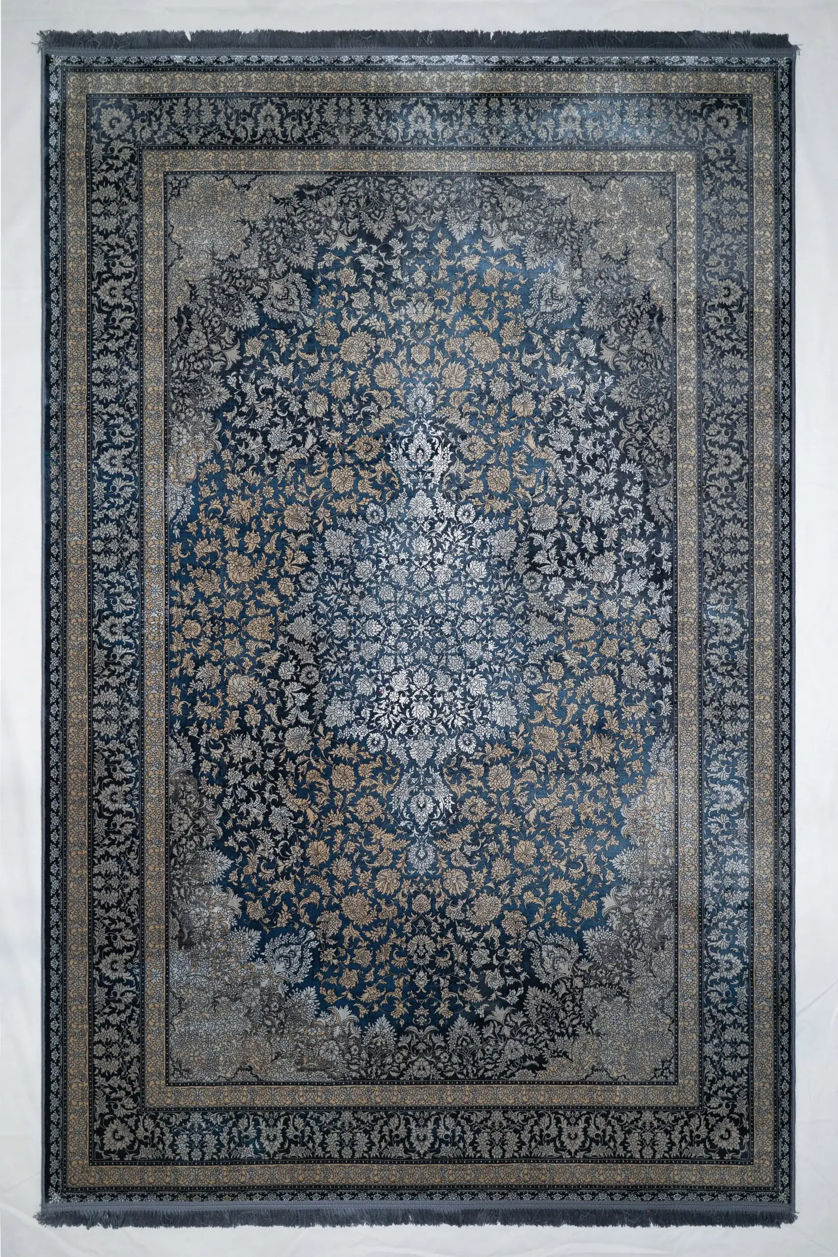 Carpets A beautiful, intricately designed carpet with a mix of blue and gold hues