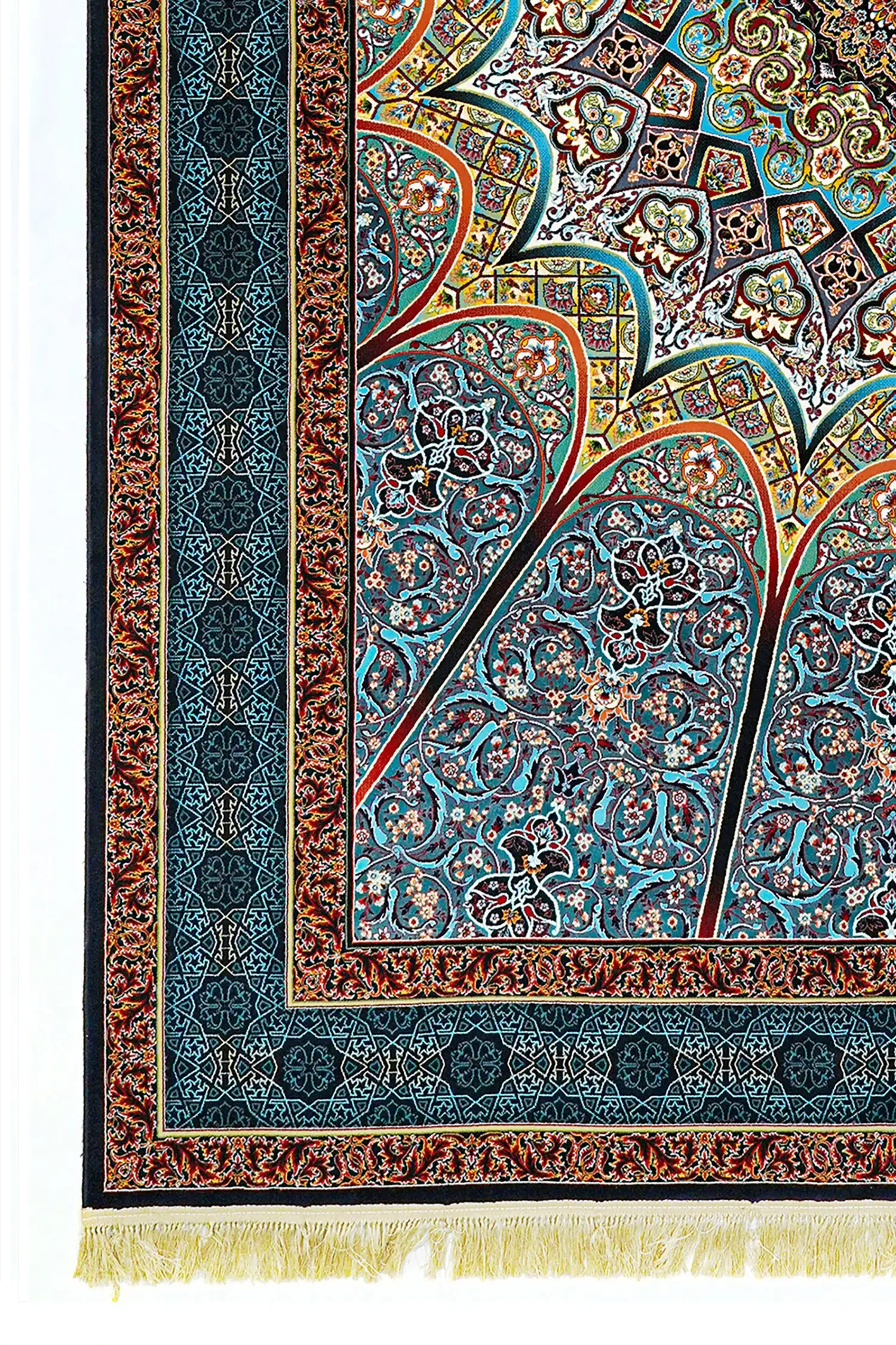 Carpets A stunning, intricately designed carpet with a rich, vibrant pattern, showcasing the art of carpeting