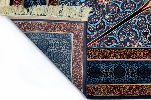 Carpets A close-up of a carpet's edge, with intricate patterns and colors