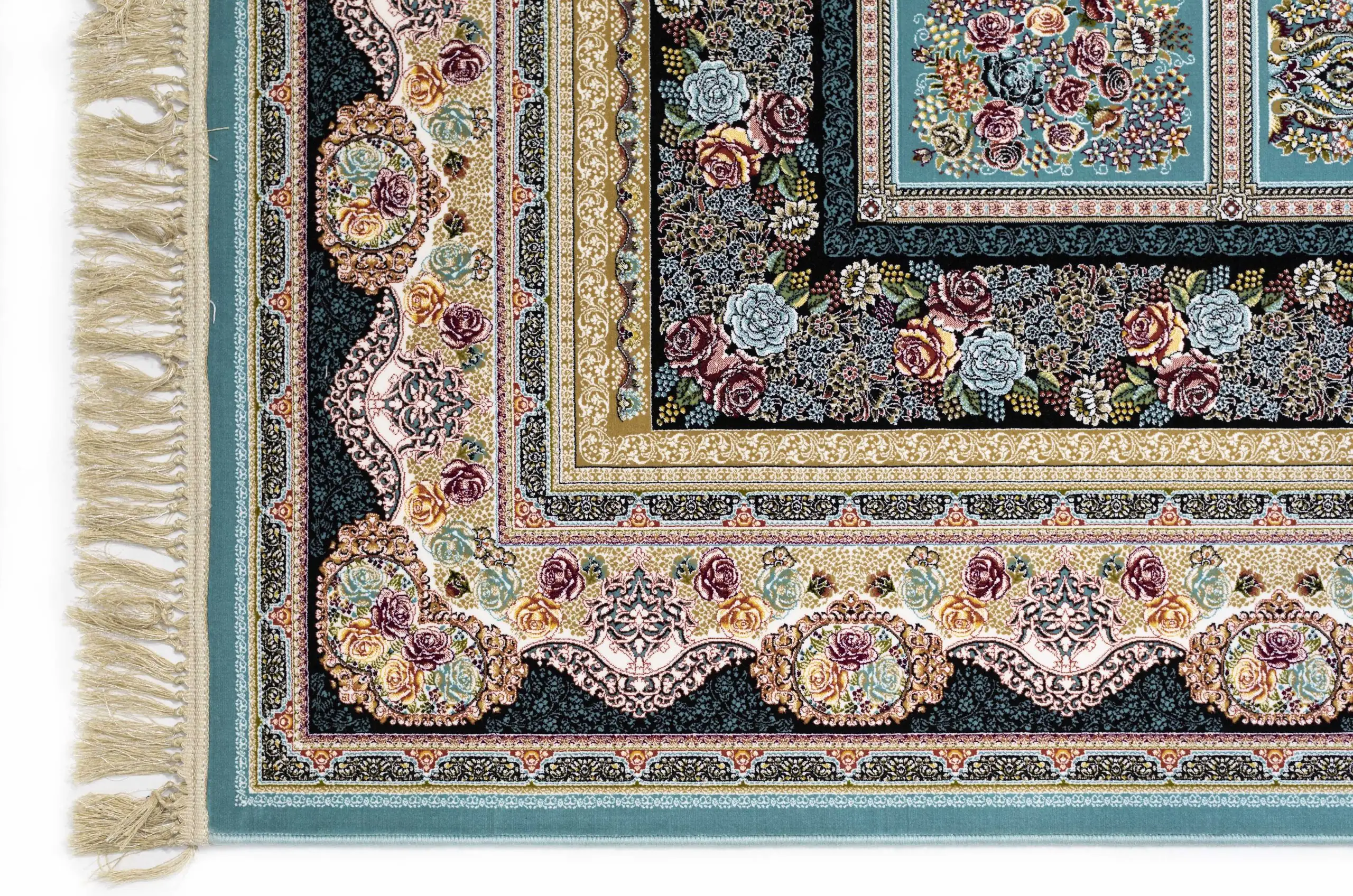 Carpets A beautiful, intricately designed carpet with a mix of patterns and colors, showcasing the art of carpeting