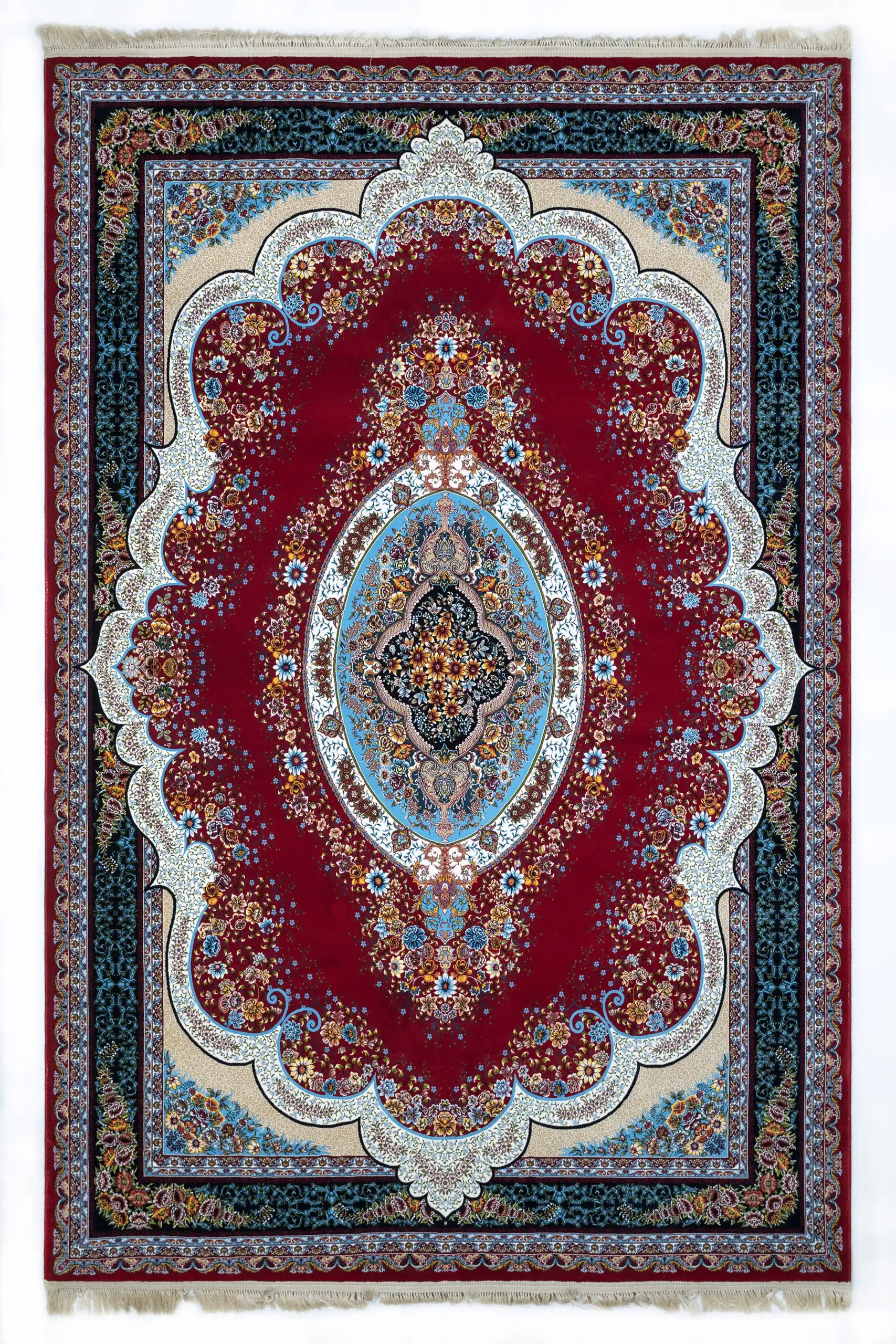 Carpets A stunning, intricately designed carpet with a rich, red background and intricate patterns, perfect for adding a