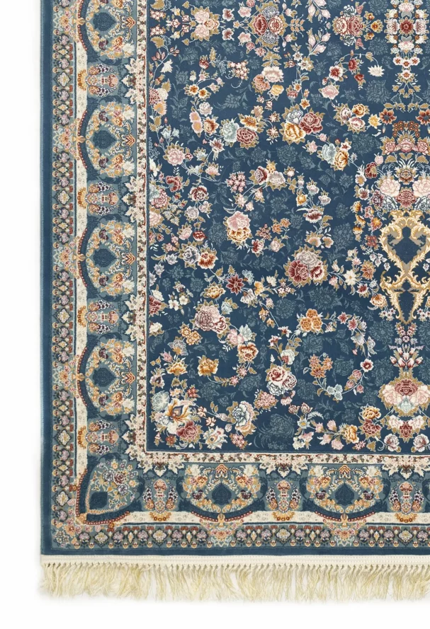 A beautiful, intricately designed carpet with a floral pattern, showcasing the art of carpets and rugs
