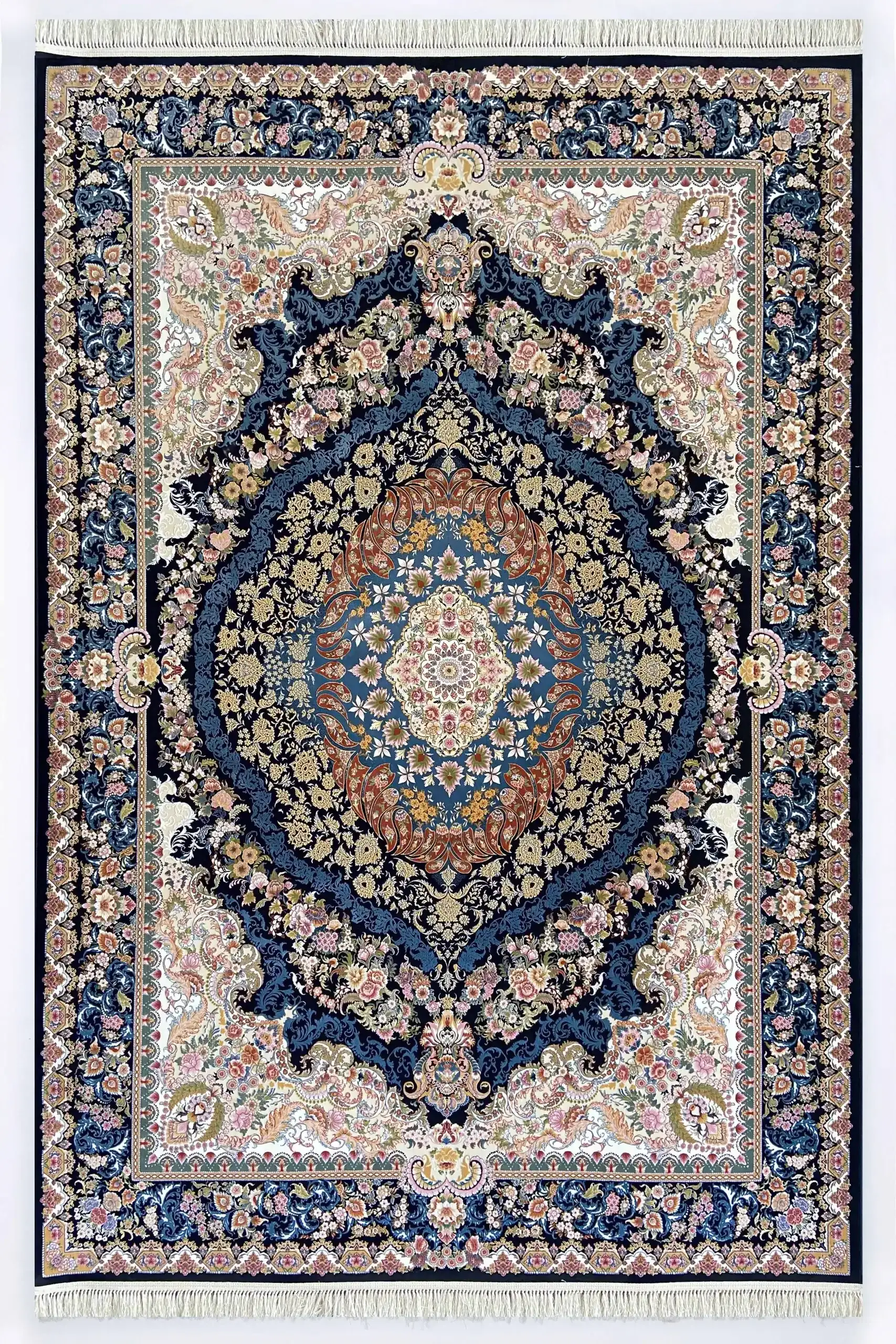 Carpets A beautiful, intricately designed carpet with a mix of blue, gold, and red colors