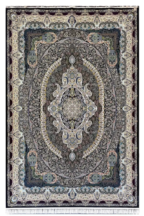 Carpets A beautiful, intricately designed carpet with a central pattern and surrounding borders, showcasing the art of