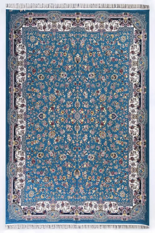 Carpets A beautiful, intricately designed carpet with a blue background and intricate patterns, perfect for adding a touch