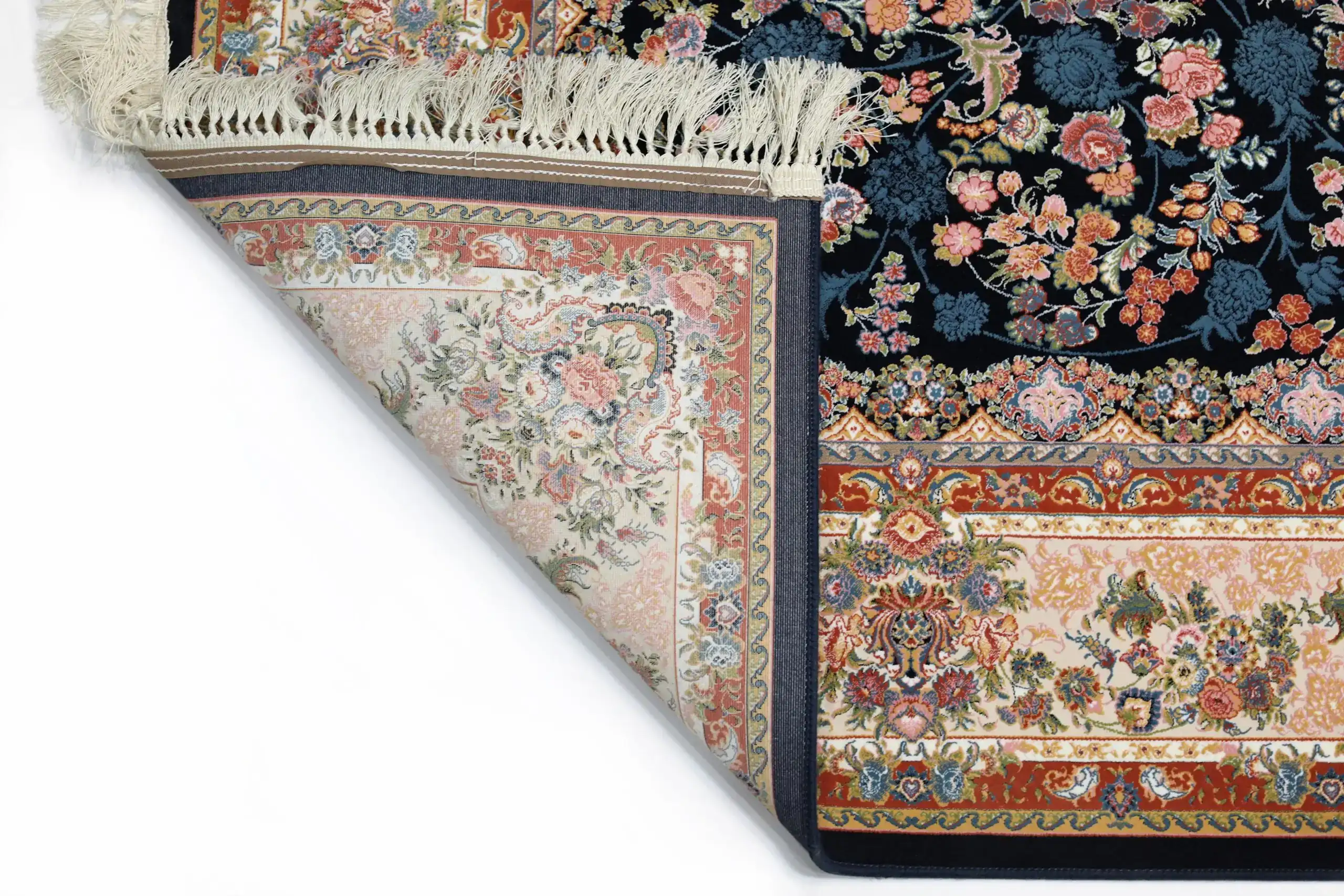 Carpets A carpet with a floral pattern and a fringe at the top