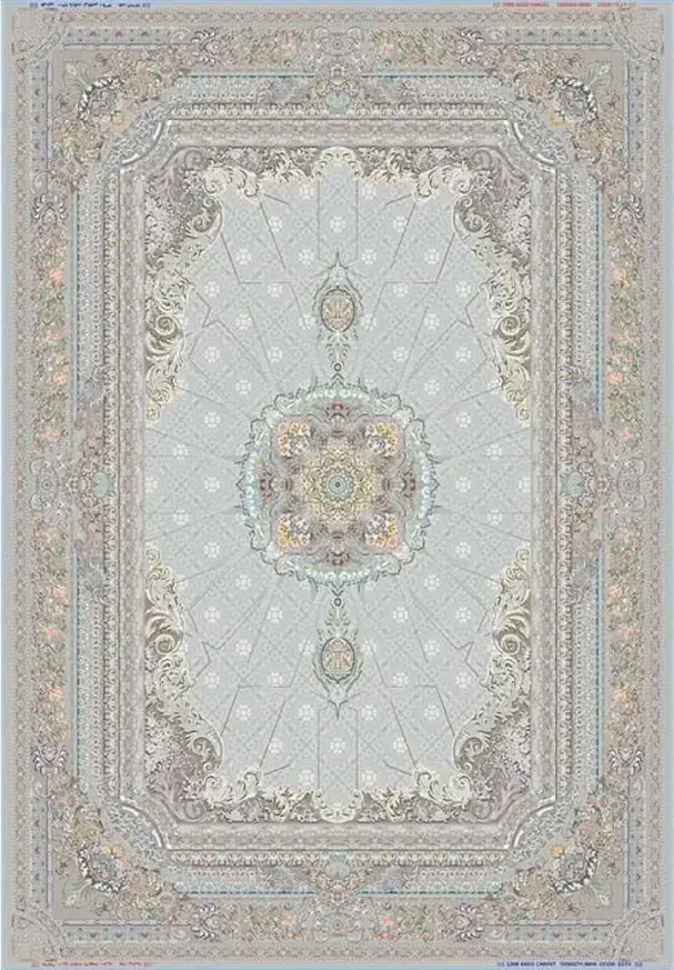 Carpets A beautiful, intricately designed carpet with a central pattern and intricate borders, showcasing the art of
