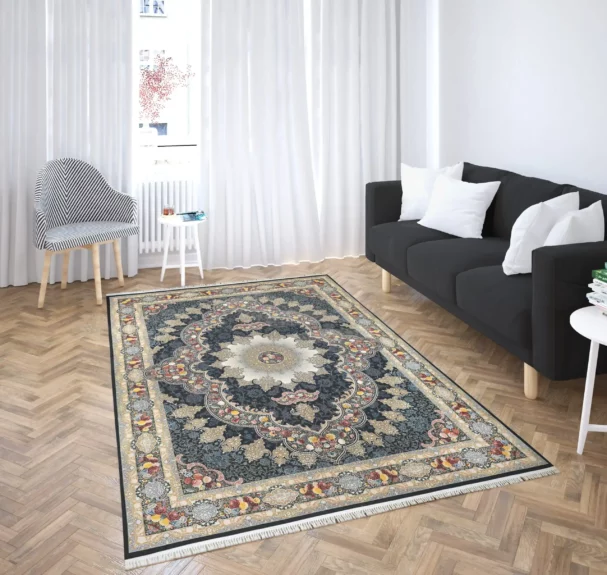 Carpets A beautifully designed carpet in a living room, adding a touch of elegance and comfort