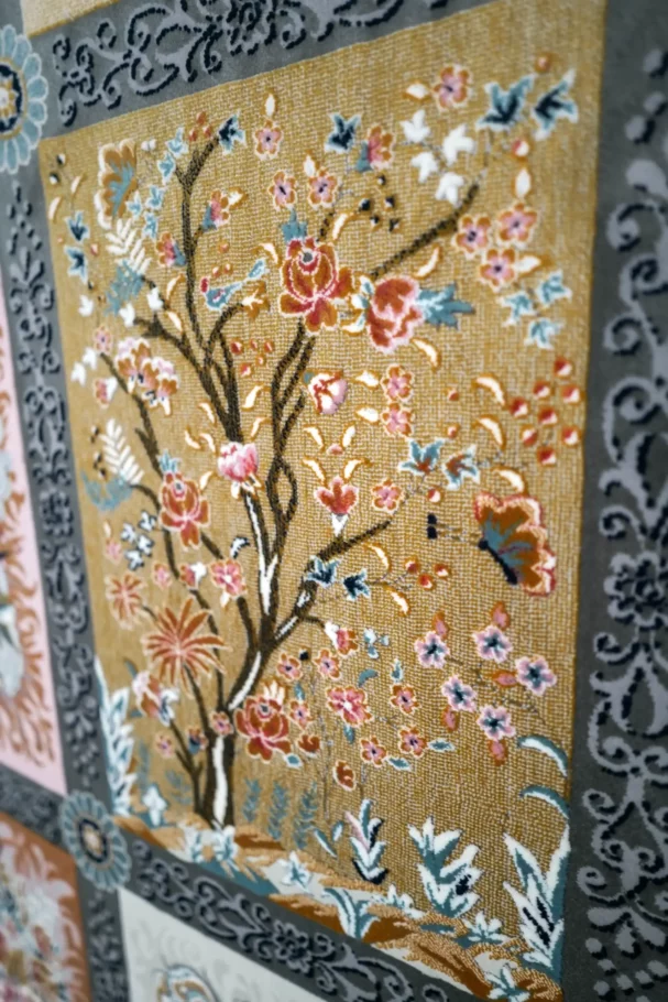 Carpets A close-up of a carpet with a floral pattern
