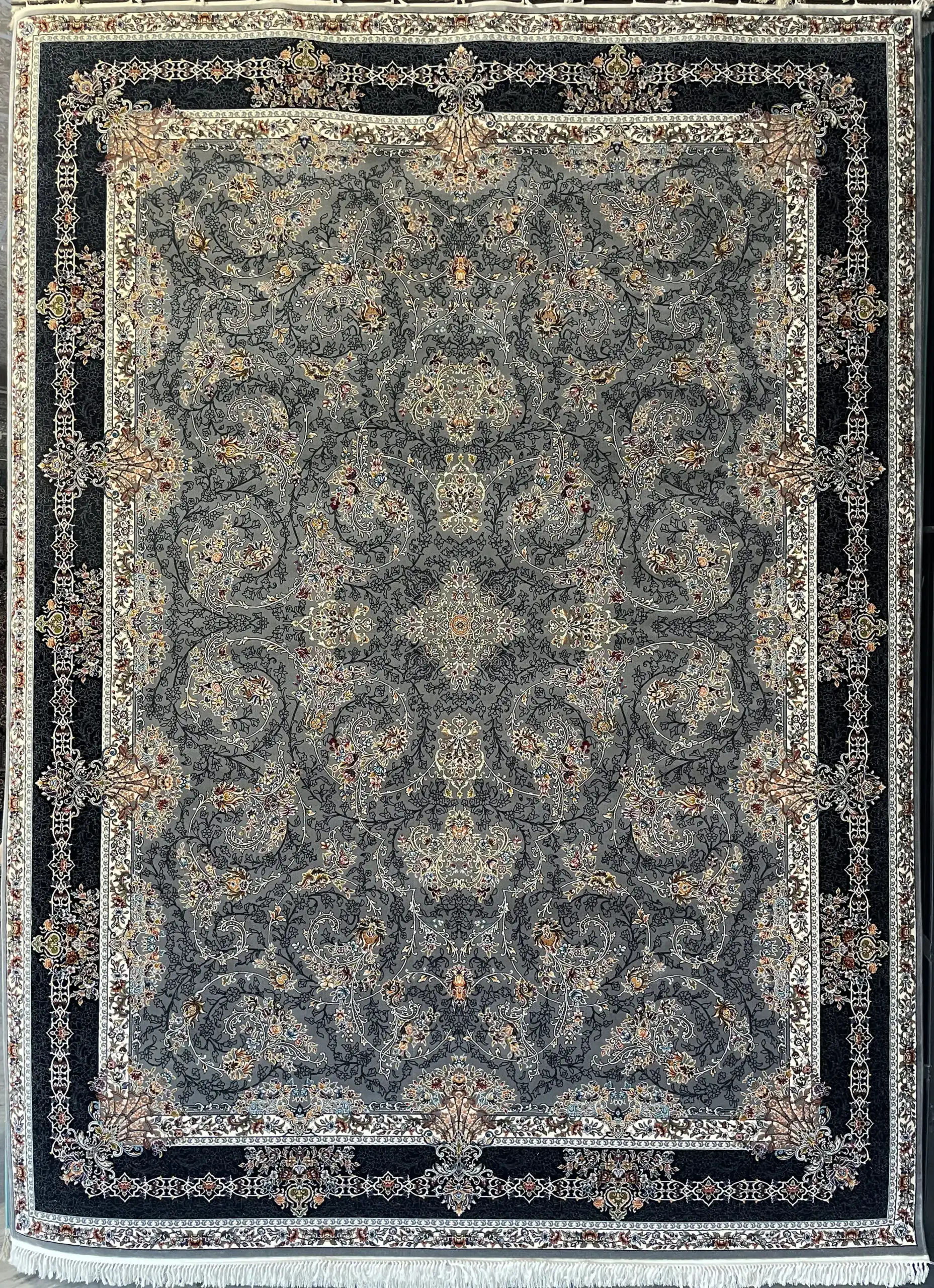 Carpets A beautiful, intricately designed carpet with a mix of dark and light colors