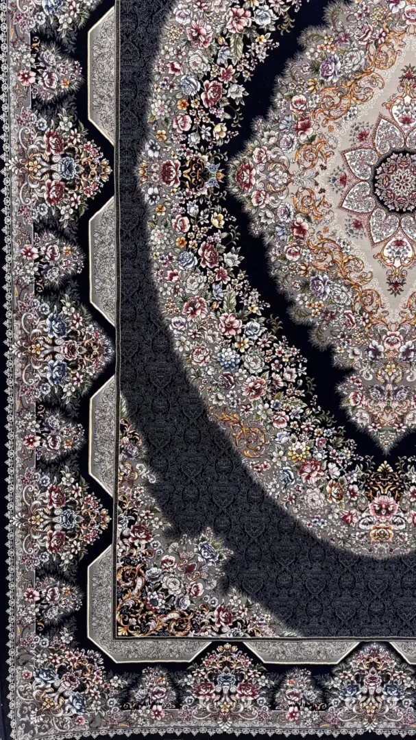 Carpets A beautiful, intricately designed carpet with a mix of flowers and patterns